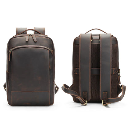 Vintage Men's Crazy Horse Leather genuine leather Retro Rucksack Large Classic Travel Backpack Big laptop computer bag