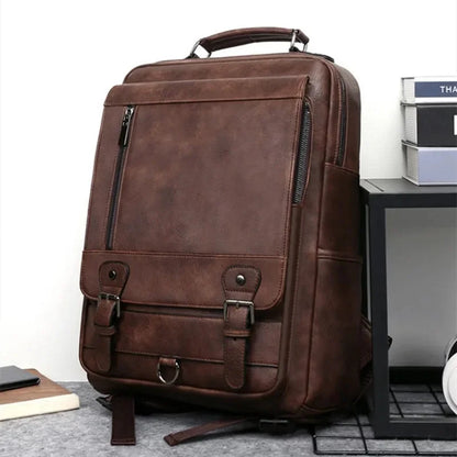 Vintage Men's Leather Large Capacity Man Travel Backpack Casual School bags For Male Business Laptop Computer Bag