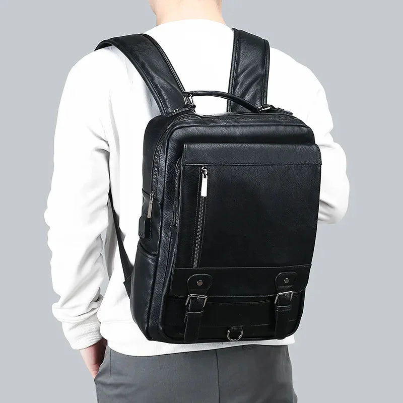 Vintage Men's Leather Large Capacity Man Travel Backpack Casual School bags For Male Business Laptop Computer Bag