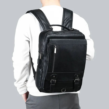 Vintage Men's Leather Large Capacity Man Travel Backpack Casual School bags For Male Business Laptop Computer Bag