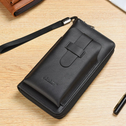 Vintage Men's Long Wallet Luxury Soft Leather Coin Purse Fashion Zipper Card Holders Male Multifunction Cell Phone Clutch Bag