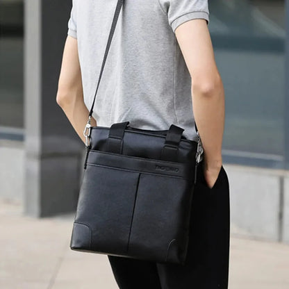 Vintage Men's PU Leather Briefcase Business Vertical Handbag Luxury Male Shoulder Messenger Office File Bag