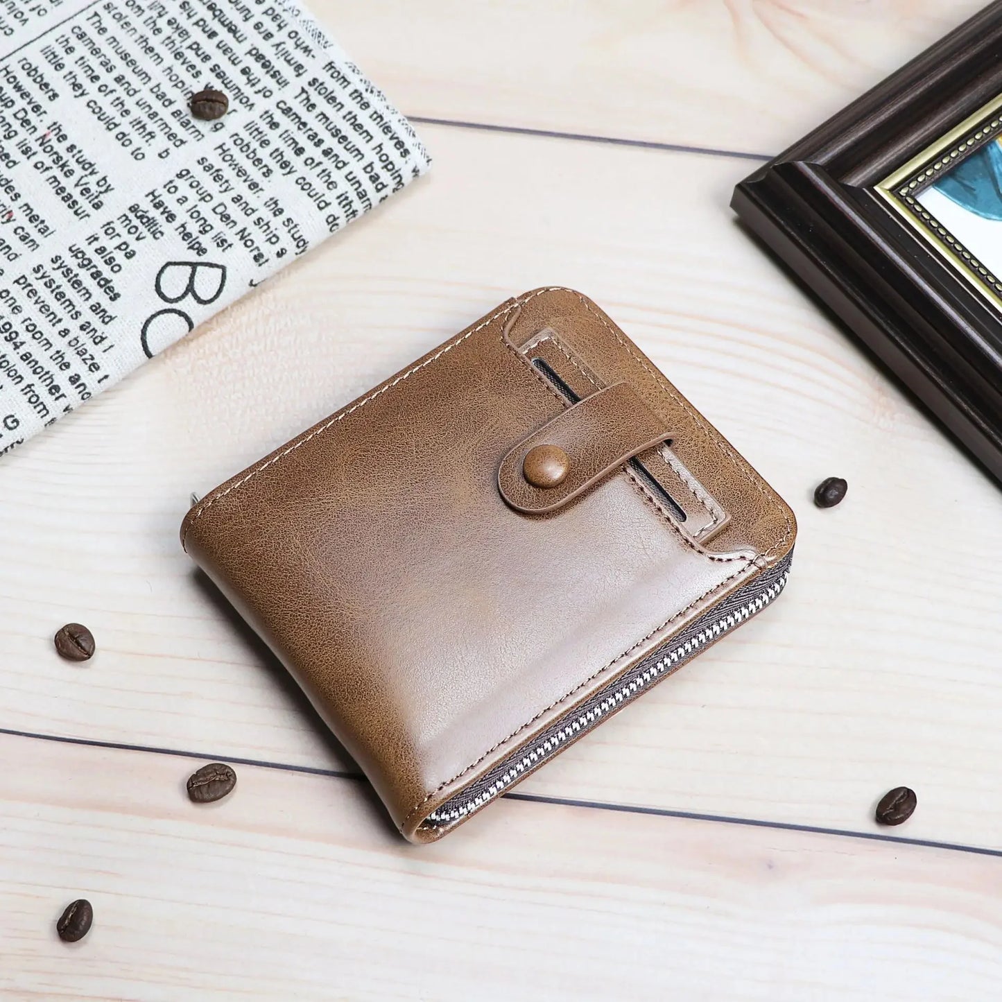 Vintage MultiFunction Men's Short Fashion Coin Purse Large Capacity Card Holders PU Leather Male Money Wallet