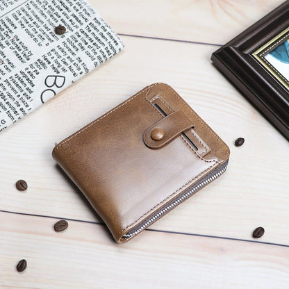 Vintage MultiFunction Men's Short Fashion Coin Purse Large Capacity Card Holders PU Leather Male Money Wallet