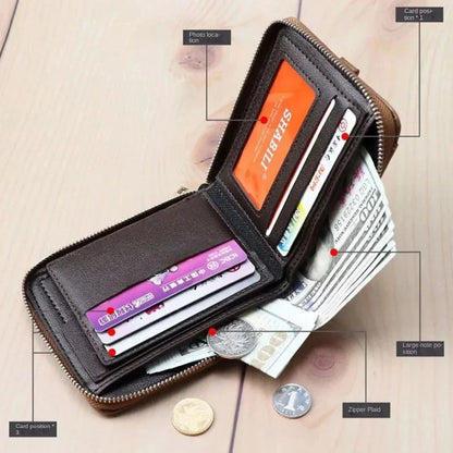 Vintage MultiFunction Men's Short Fashion Coin Purse Large Capacity Card Holders PU Leather Male Money Wallet
