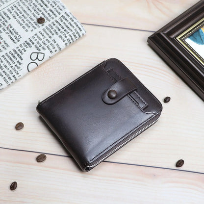 Vintage MultiFunction Men's Short Fashion Coin Purse Large Capacity Card Holders PU Leather Male Money Wallet