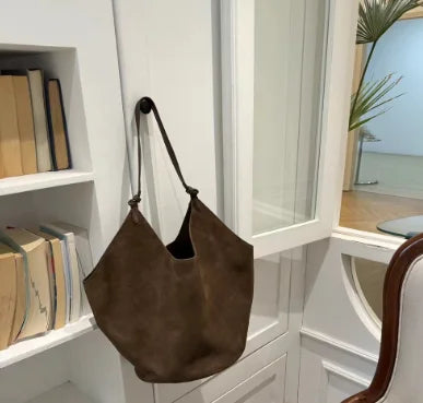 Vintage Nubuck Leather Large Capacity Tote Shoulder Bags Casual All-match Versatile Travel Bag Korean Chic Designer Bolsos