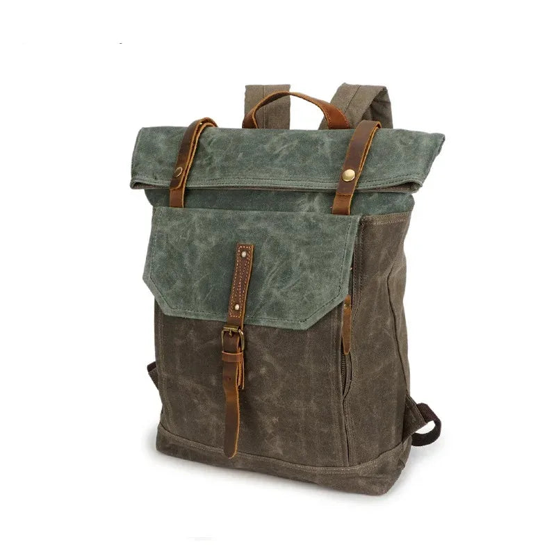 Vintage Oil Waxed Canvas Leather Backpack Teenager School Bag Travel Waterproof Daypacks 14" Laptop Rucksack men/women bags