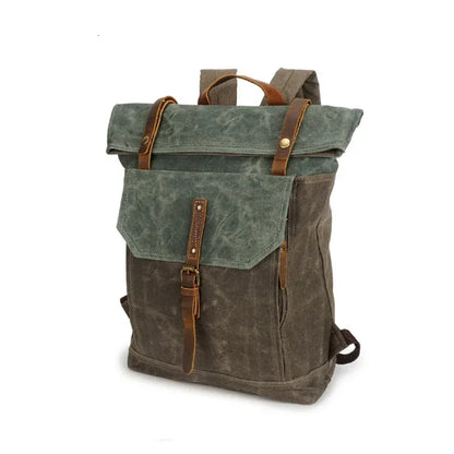 Vintage Oil Waxed Canvas Leather Backpack Teenager School Bag Travel Waterproof Daypacks 14" Laptop Rucksack men/women bags