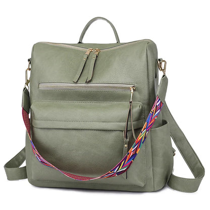 Vintage PU Leather Backpack Women Large Capacity Shoulder Bag New Design Ladies Satchel Bag Girls Mochila