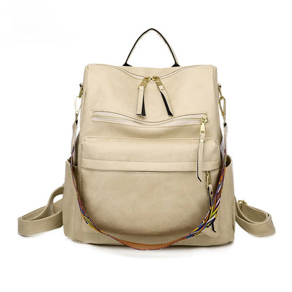 Vintage PU Leather Backpack Women Large Capacity Shoulder Bag New Design Ladies Satchel Bag Girls Mochila