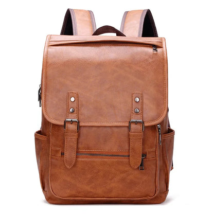 Vintage PU Leather Men Backpack Large Capacity Laptop Backpacks Fashion Male Travel Bagpack Casual School bag For Boys