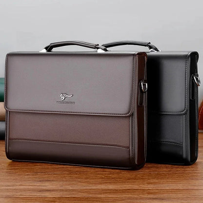 Vintage PU Leather Men Briefcase Executive Handbag Documents Male Business Shoulder Messenger Laptop Bag For Man