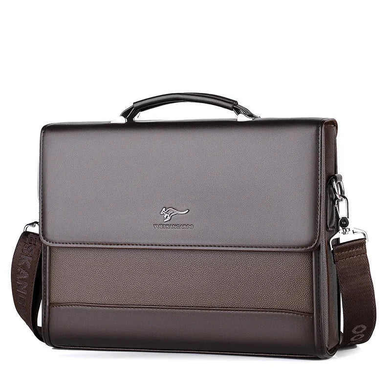 Vintage PU Leather Men Briefcase Executive Handbag Documents Male Business Shoulder Messenger Laptop Bag For Man