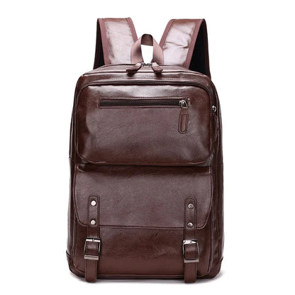 Vintage PU Leather Men Business Travel Backpack Large Capacity Male Laptop Bag Fashion School Bags For Boys