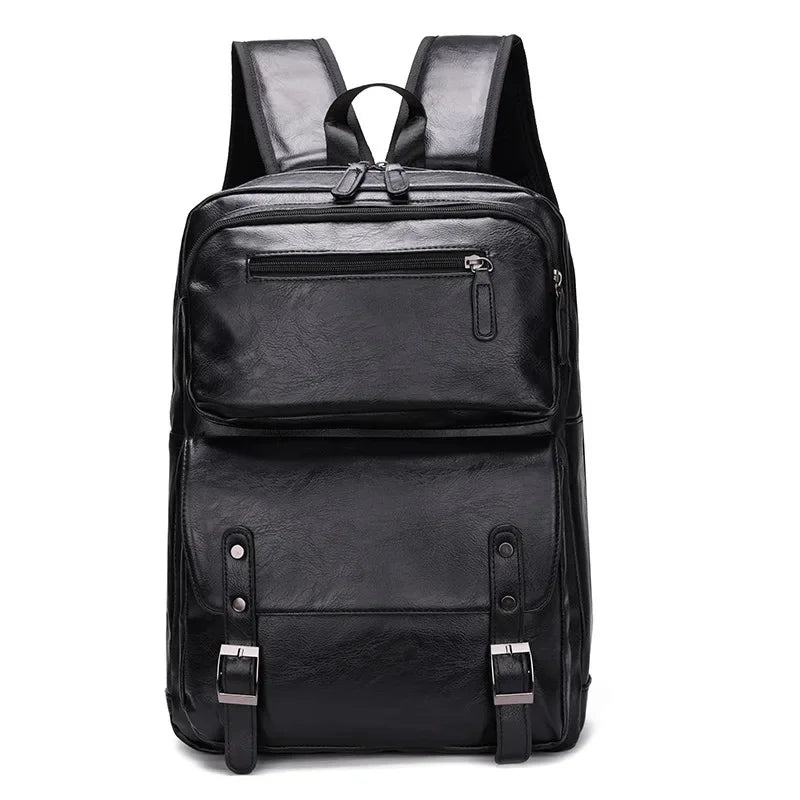 Vintage PU Leather Men Business Travel Backpack Large Capacity Male Laptop Bag Fashion School Bags For Boys
