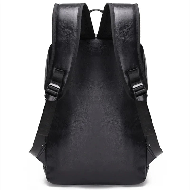 Vintage PU Leather Men Business Travel Backpack Large Capacity Male Laptop Bag Fashion School Bags For Boys
