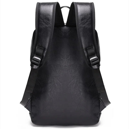 Vintage PU Leather Men Business Travel Backpack Large Capacity Male Laptop Bag Fashion School Bags For Boys