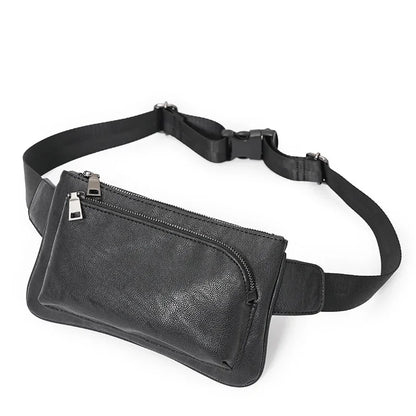 Vintage PU Leather Men's Casual Belt Korean Style Shoulder Crossbody Phone Chest Pack Luxury Male Waist Bags