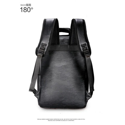 Vintage PU Leather Men's Casual Travel Backpack Luxury Male Laptop Bag Large Capacity Student School Bags For Boys