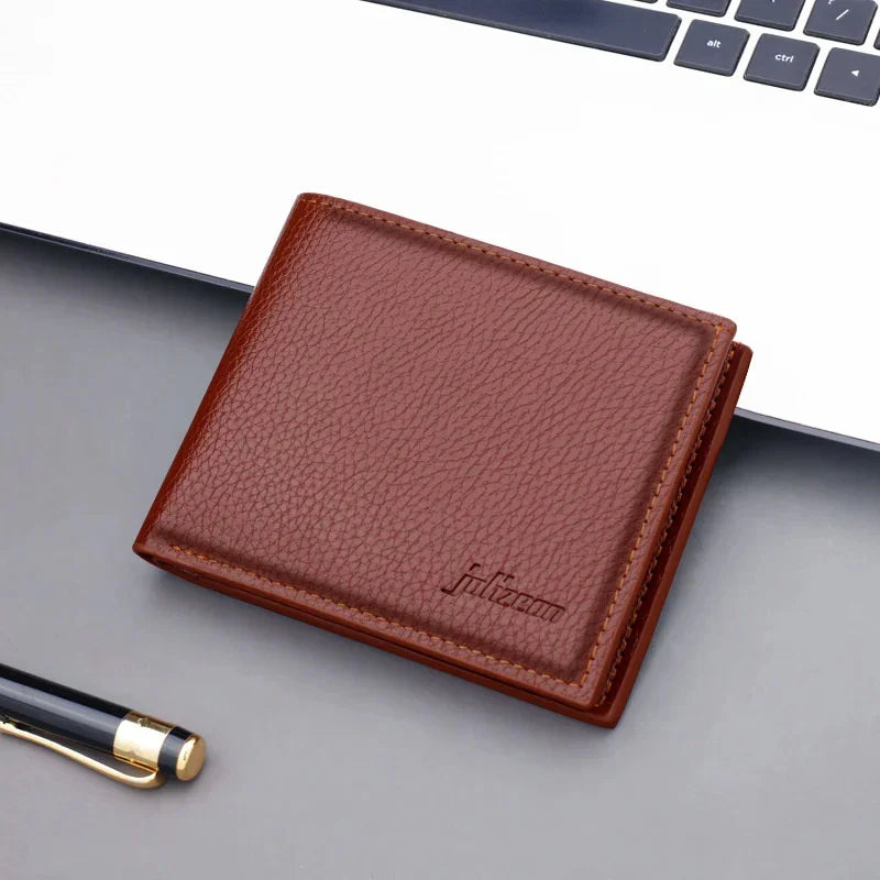 Vintage PU Leather Men's Short Wallet Business Card Holder Luxury Male Coin Purses Multifunction Money Clip