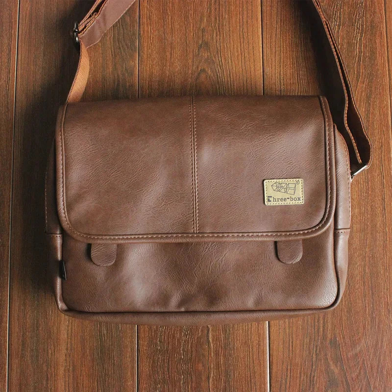 Vintage PU Leather Men's Shoulder Casual Crossbody Large Capacity iPad Messenger Male Fashion Sling Bag