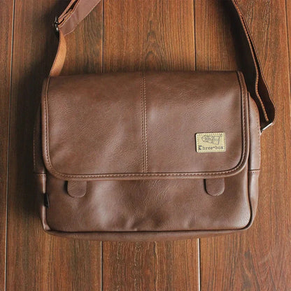 Vintage PU Leather Men's Shoulder Casual Crossbody Large Capacity iPad Messenger Male Fashion Sling Bag