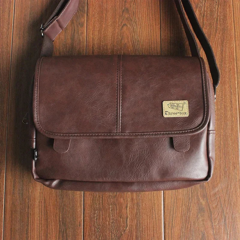 Vintage PU Leather Men's Shoulder Casual Crossbody Large Capacity iPad Messenger Male Fashion Sling Bag