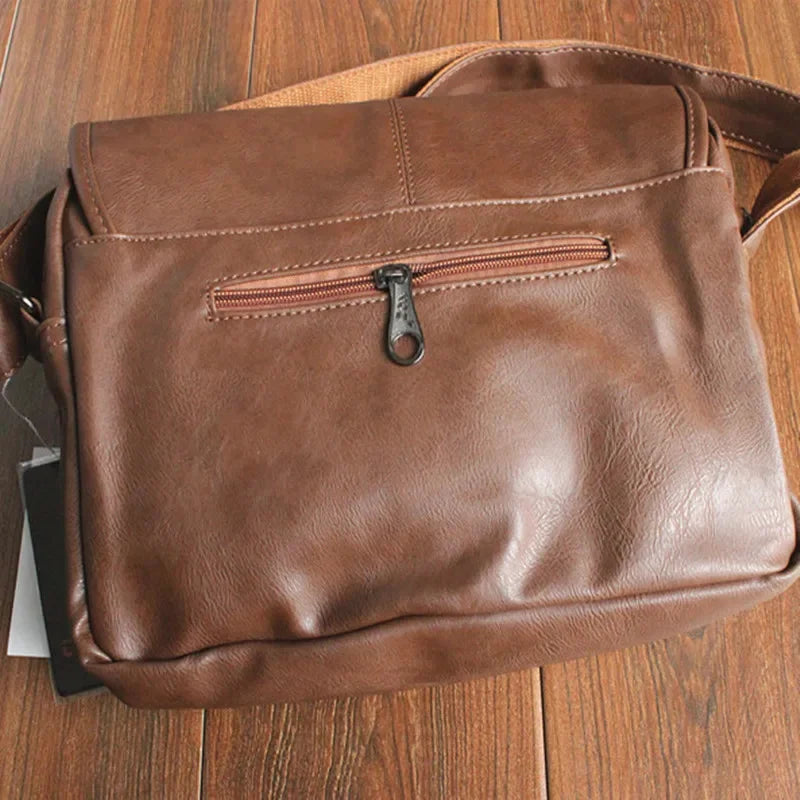 Vintage PU Leather Men's Shoulder Casual Crossbody Large Capacity iPad Messenger Male Fashion Sling Bag