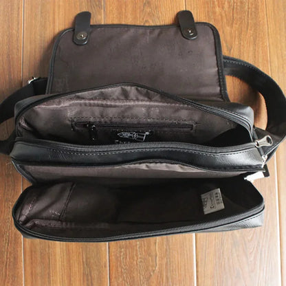 Vintage PU Leather Men's Shoulder Casual Crossbody Large Capacity iPad Messenger Male Fashion Sling Bag
