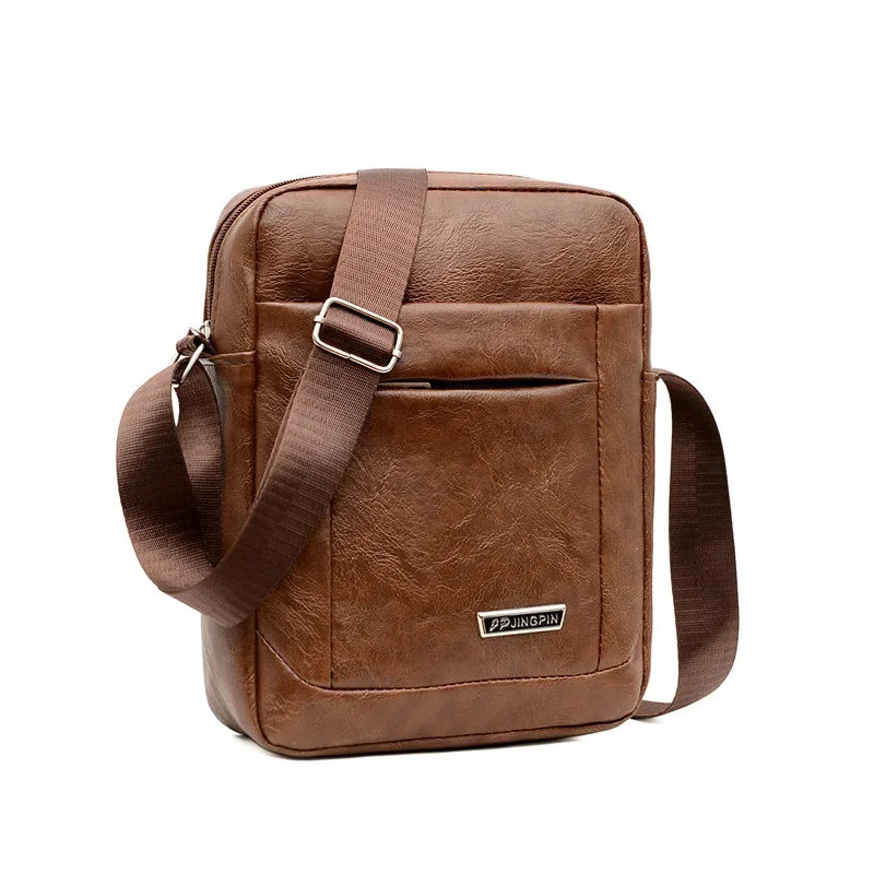 Vintage PU Leather Men's Shoulder Large Capacity Messenger Casual Male Crossbody Fashion Sling Bag