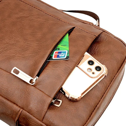 Vintage PU Leather Men's Shoulder Large Capacity Messenger Casual Male Crossbody Fashion Sling Bag