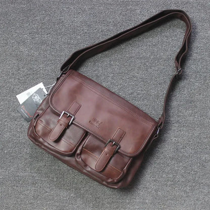 Vintage PU Leather Men's Shoulder Multi-Function Travel Crossbody Large Capacity Male Messenger ipad Bag For Man