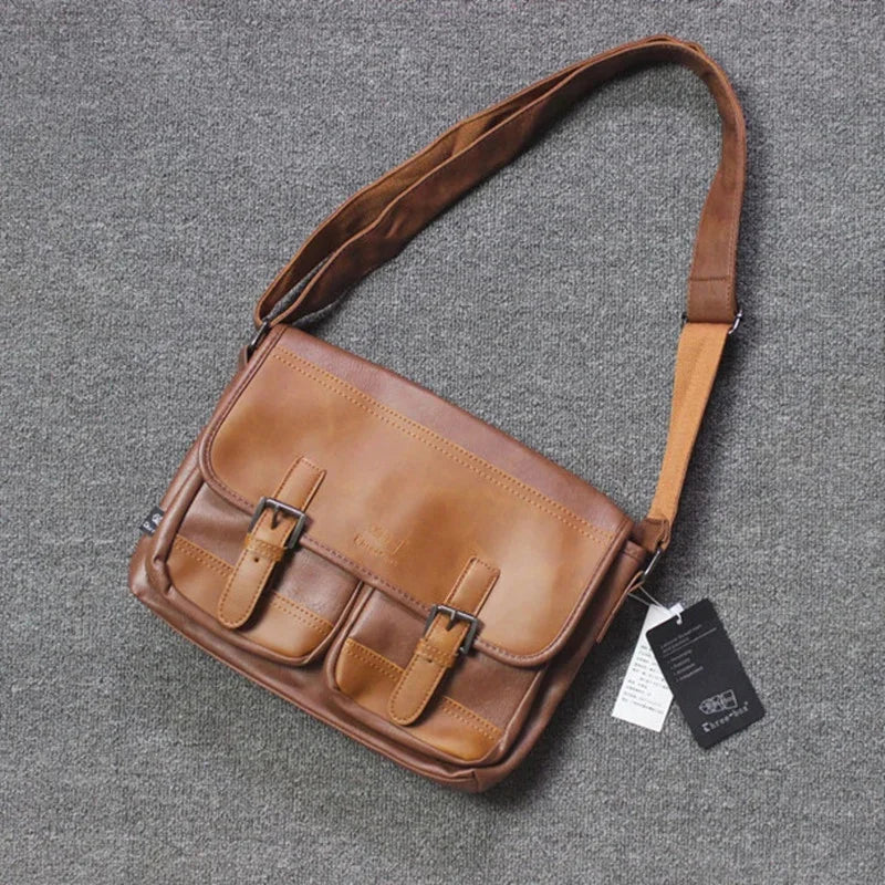 Vintage PU Leather Men's Shoulder Multi-Function Travel Crossbody Large Capacity Male Messenger ipad Bag For Man