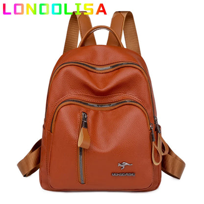 Vintage PU Leather Women Backpacks 2021 Fashion Ladies Student Bags Casual Big Capacity Female Bagpack Racksack Bolsas Feminina