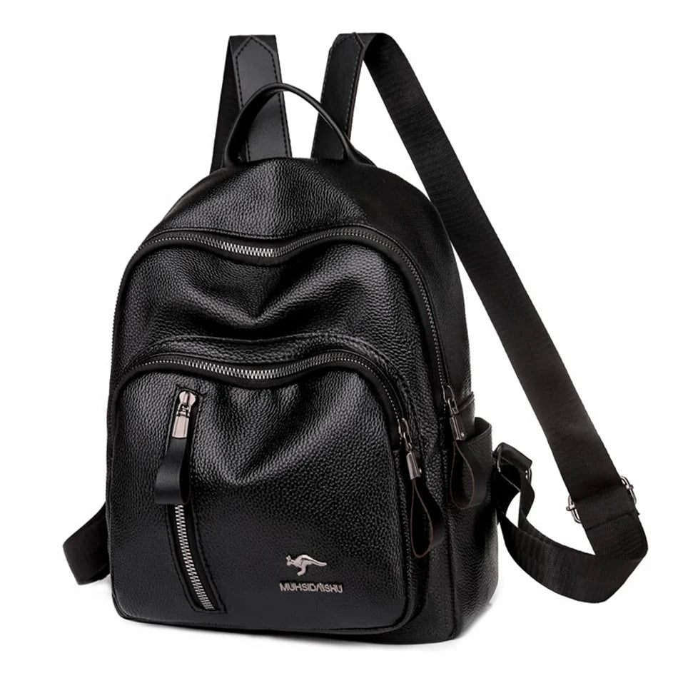 Vintage PU Leather Women Backpacks 2021 Fashion Ladies Student Bags Casual Big Capacity Female Bagpack Racksack Bolsas Feminina