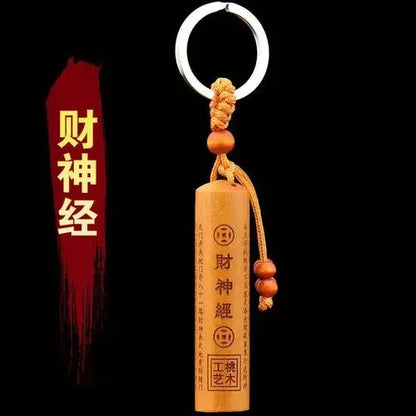 Vintage Peach Wood Pure Handmade Pendant Carrying Abacus Carving Crafts Wooden Carving for Men and Women Safety Car Keychain