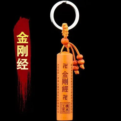 Vintage Peach Wood Pure Handmade Pendant Carrying Abacus Carving Crafts Wooden Carving for Men and Women Safety Car Keychain
