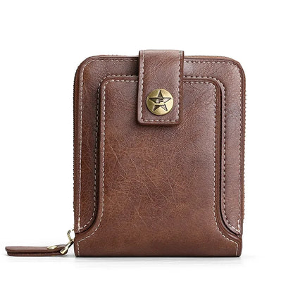 Vintage Short Wallet For Men Leather Coin Pocket Purse Man Multi function Tri Fold Card Holder Small Male Money Clip