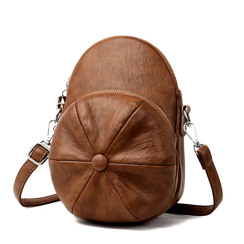 Vintage Shoulder Messenger Bags for Women 2023 Designer Hat shape Soft Leather Ladies Handbags Casual Small Lady Tote Bag bolsos