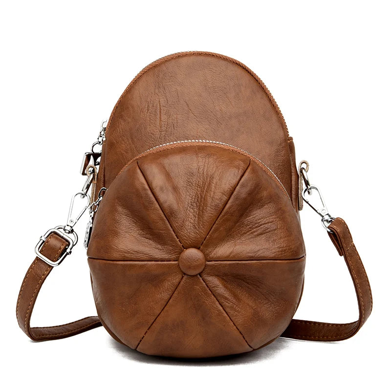 Vintage Shoulder Messenger Bags for Women 2023 Designer Hat shape Soft Leather Ladies Handbags Casual Small Lady Tote Bag bolsos