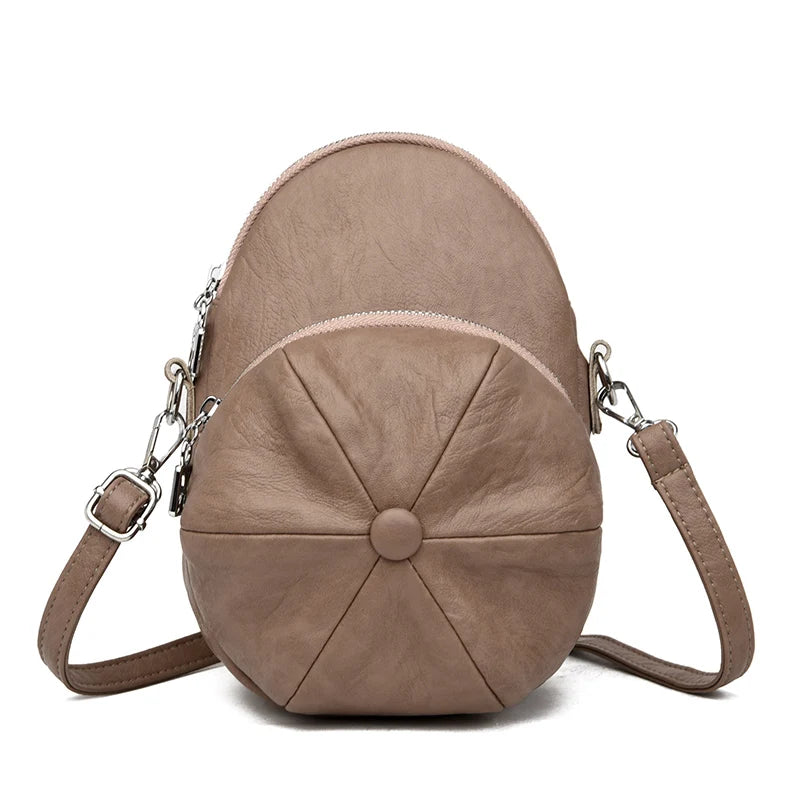 Vintage Shoulder Messenger Bags for Women 2023 Designer Hat shape Soft Leather Ladies Handbags Casual Small Lady Tote Bag bolsos