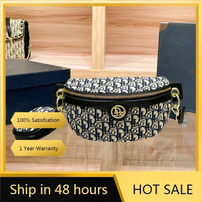 Vintage Shoulder Women'S Printed Letter Crossbody Chest Bag With Adjustable Strap Designer Luxury Soft Leather Waist Packs
