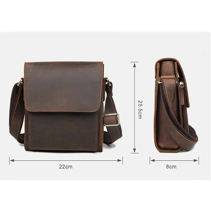 Vintage Shoulder for Men Crazy Horse Crossbody Male Genuine Leather Handbag Men's Travel Tablet Messenger Bag