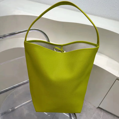 Vintage Simple Casual Shoulder Bags Large Capacity Fashion PU Leather Trendy Bucket Bag All-match Commuter Handbags Bolsas