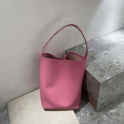 Vintage Simple Casual Shoulder Bags Large Capacity Fashion PU Leather Trendy Bucket Bag All-match Commuter Handbags Bolsas