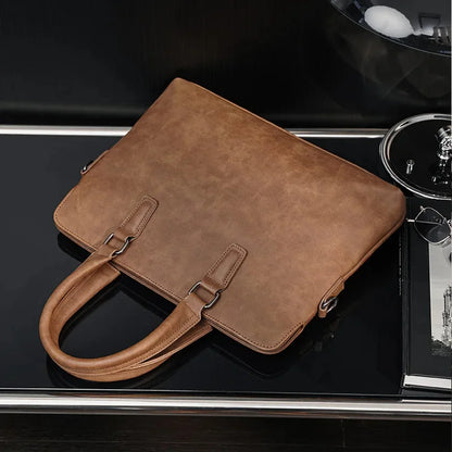Vintage Soft Leather Briefcases For Men Business Handbags High Quality Shoulder Messenger Bag Male Office Laptop Bags