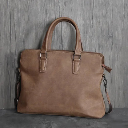Vintage Soft Leather Briefcases For Men Business Handbags High Quality Shoulder Messenger Bag Male Office Laptop Bags