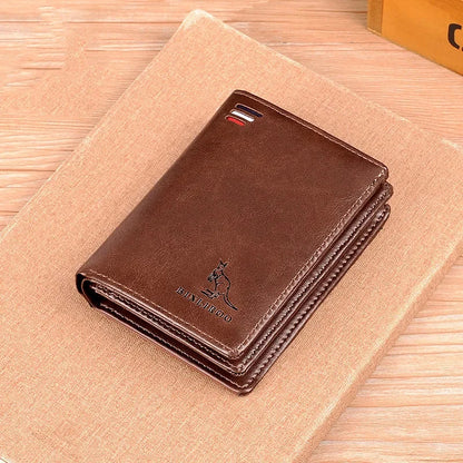 Vintage Soft Leather Men's Short Wallet RFID Blocking Coin Purse Man Business ID Card Holder Luxury Male Zipper Money Clip