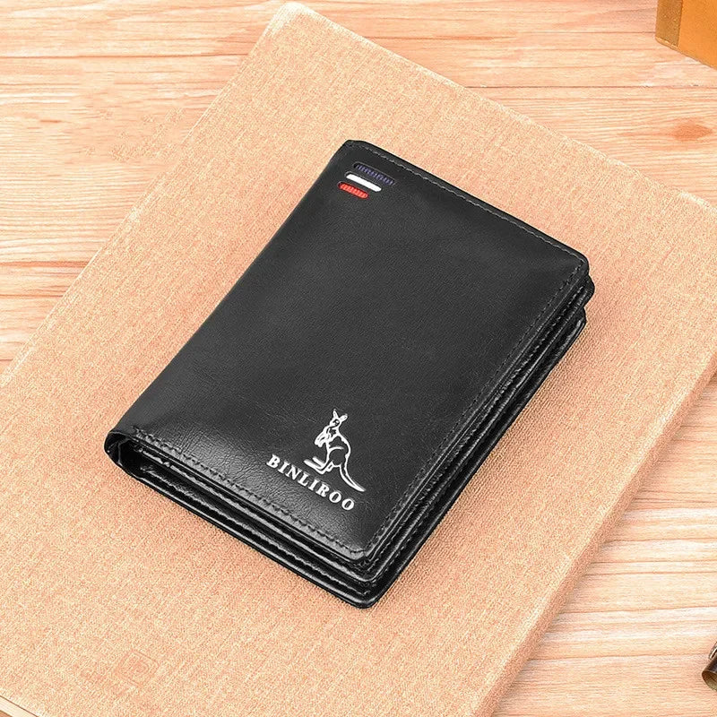 Vintage Soft Leather Men's Short Wallet RFID Blocking Coin Purse Man Business ID Card Holder Luxury Male Zipper Money Clip